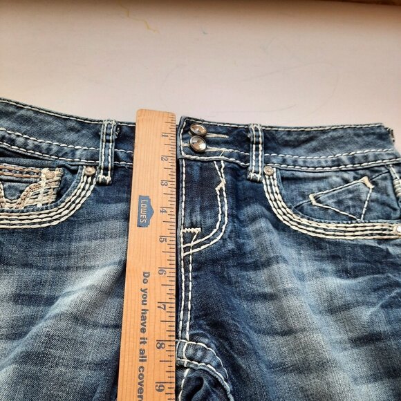 Vigoss Jeans Womens 5/6 Chelsea Capri Thick Stitch Western Cowgirl Rodeo Bling - Picture 12 of 14